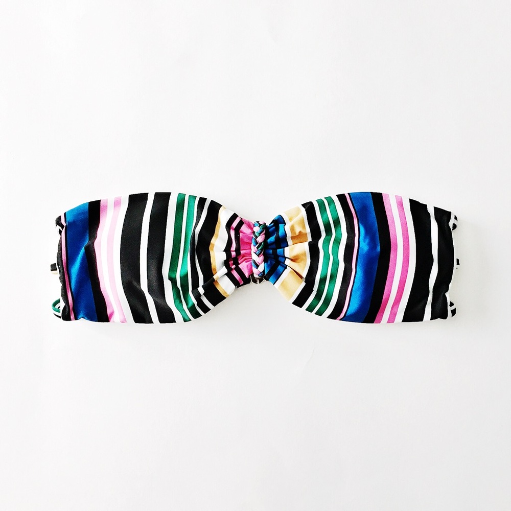Multicolored Striped Strapless Bikini Set